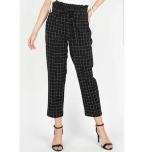 check pattern pants with pocket